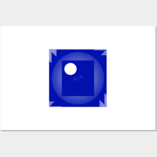 A white circle on blue Posters and Art